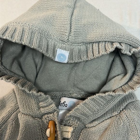 Beba Bean White Knit Baby Cardigan Sweater/hoodie - Picture 5 of 6